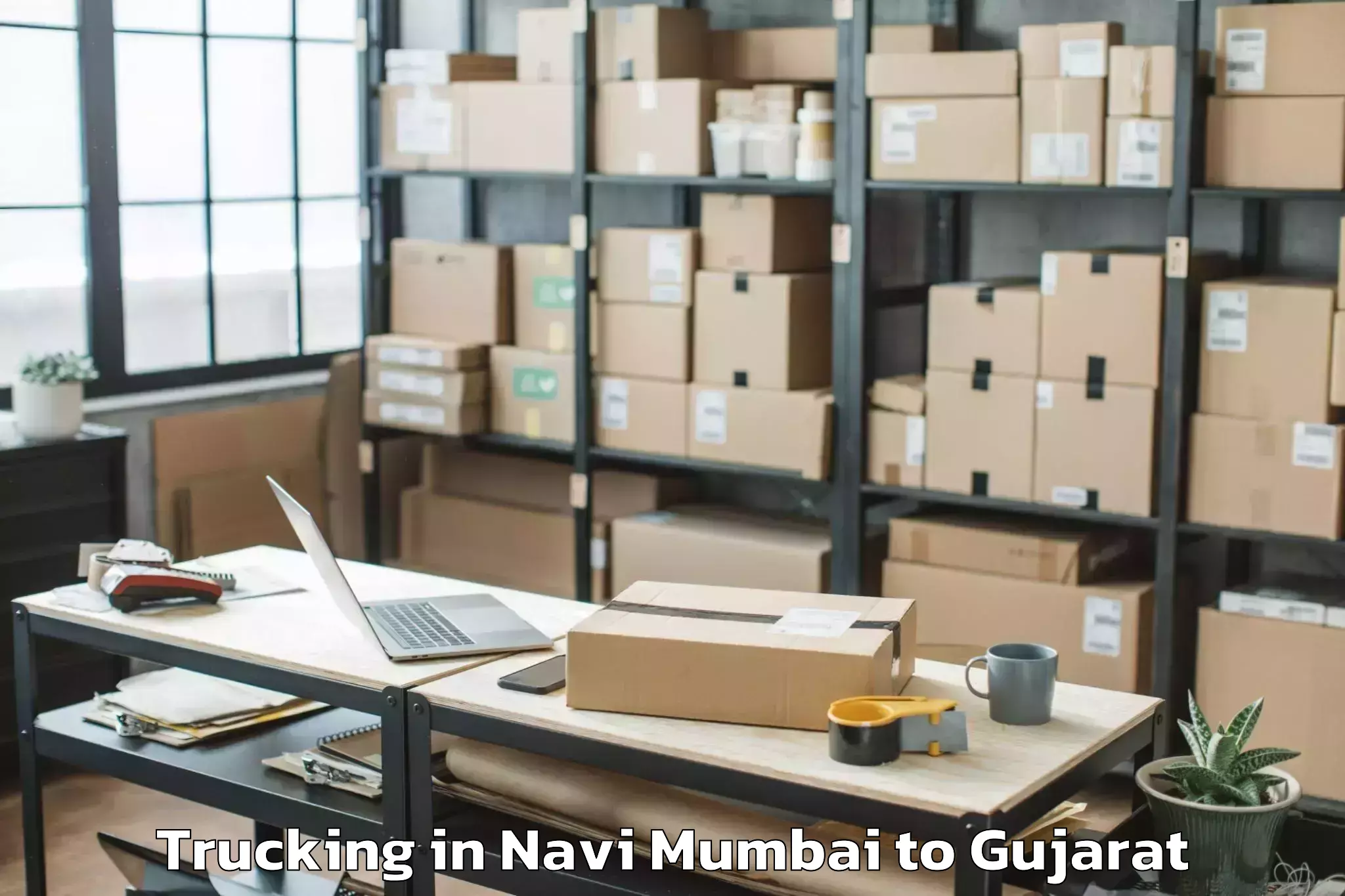 Top Navi Mumbai to Kheralu Trucking Available